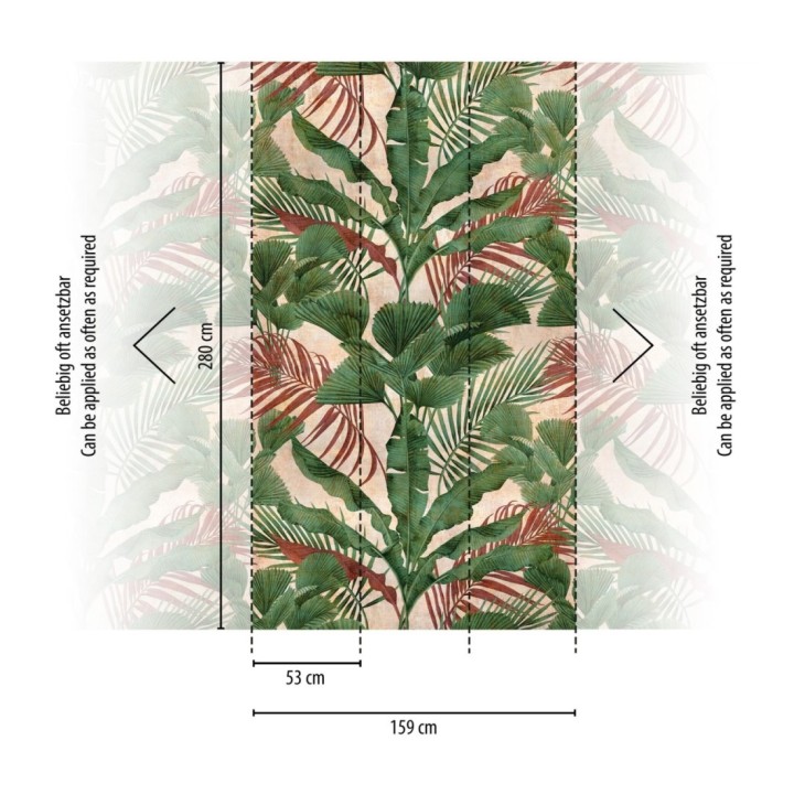 Papel pintado mural tropical con hojas exuberantes estilo vintage - Exotic Wilderness 683210