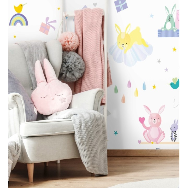 Papel pintado mural infantil con ilustraciones de juguetes y globos - Baby Joy 683211