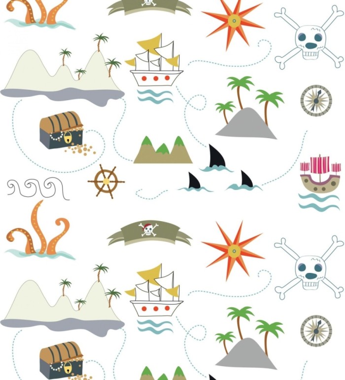 Papel pintado mural de aventura mapa isla del tesoro - Baby Joy 683215