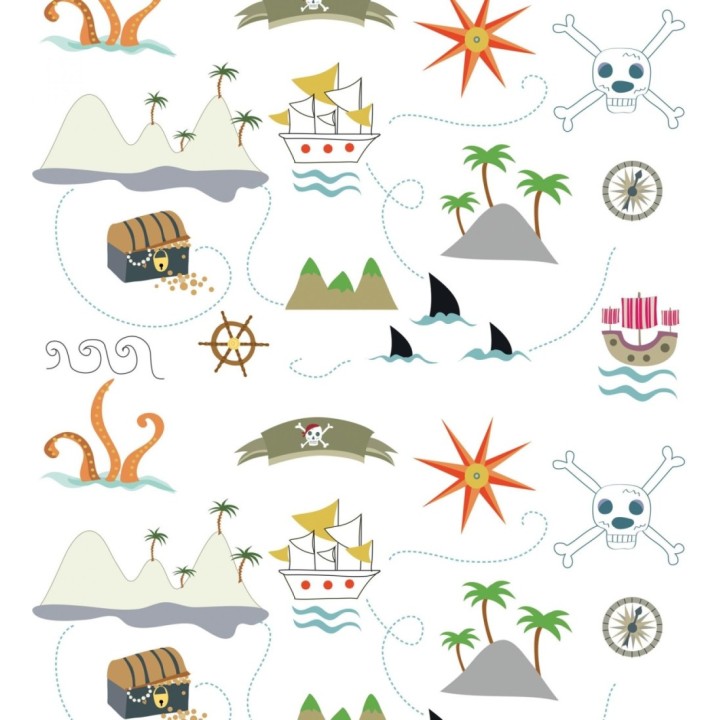 Papel pintado mural de aventura mapa isla del tesoro - Baby Joy 683215