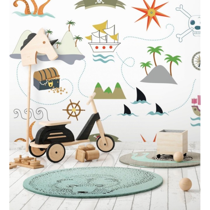 Papel pintado mural de aventura mapa isla del tesoro - Baby Joy 683215