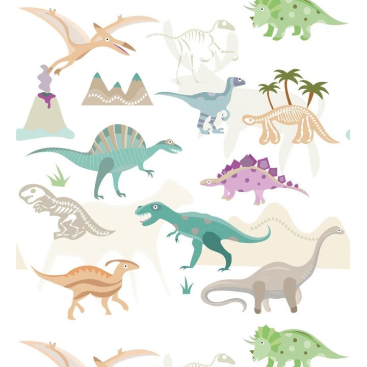 Papel pintado mural con dinosaurios coloridos para niños - Baby Joy 683217