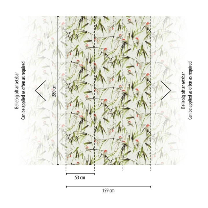 Papel pintado mural de pajaritos y ramas verdes - African Oasis 683223