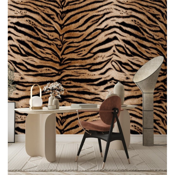 Papel pintado mural imitación a piel de tigre en tonos naturales - Wild Tiger 683225