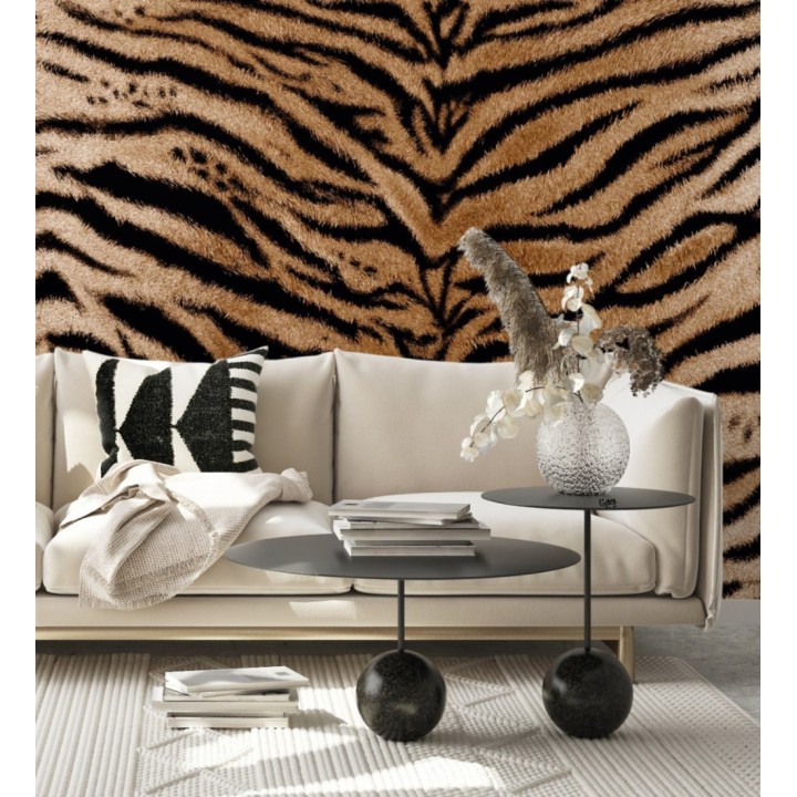 Papel pintado mural imitación a piel de tigre en tonos naturales - Wild Tiger 683225