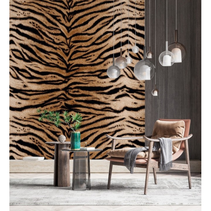 Papel pintado mural imitación a piel de tigre en tonos naturales - Wild Tiger 683225