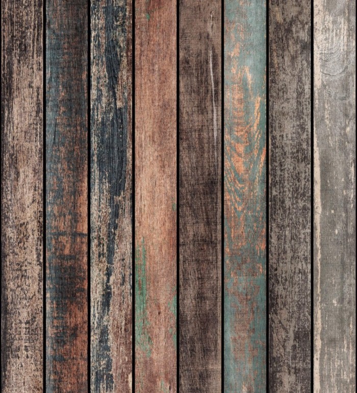 Papel pintado mural de tablones de madera con acabado desgastado y vintage - Forest Lodge 683227
