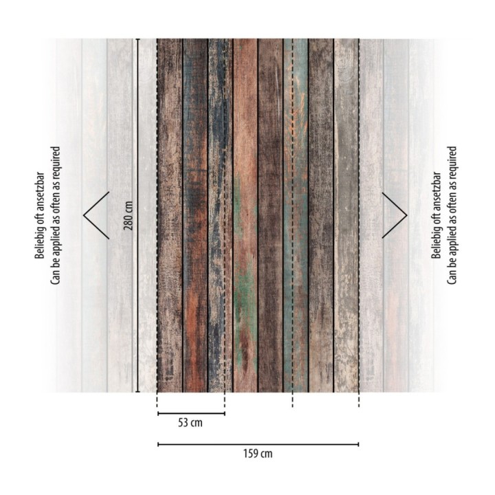 Papel pintado mural de tablones de madera con acabado desgastado y vintage - Forest Lodge 683227