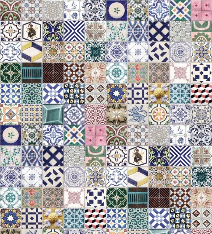 Papel pintado mural imitación mosaico de azulejos coloridos - Decorative Tiles 683228