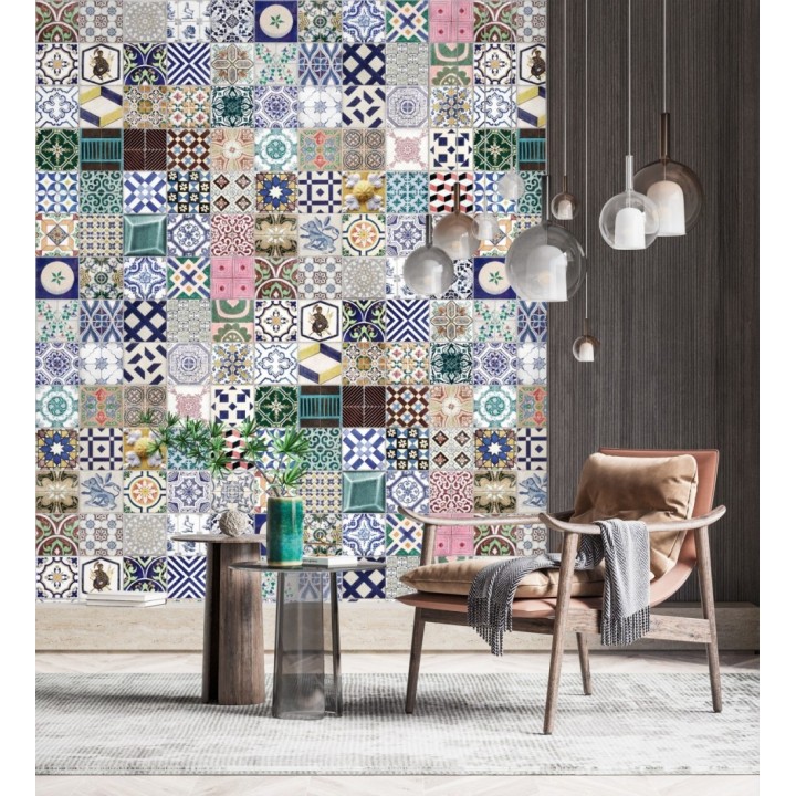 Papel pintado mural imitación mosaico de azulejos coloridos - Decorative Tiles 683228