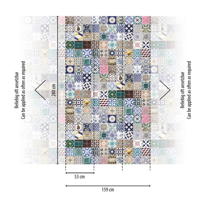 Papel pintado mural imitación mosaico de azulejos coloridos - Decorative Tiles 683228