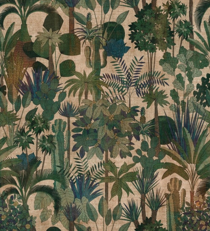 Papel pintado mural de jungla exótica en tonos verdes oscuros - Exotic Wilderness 683231