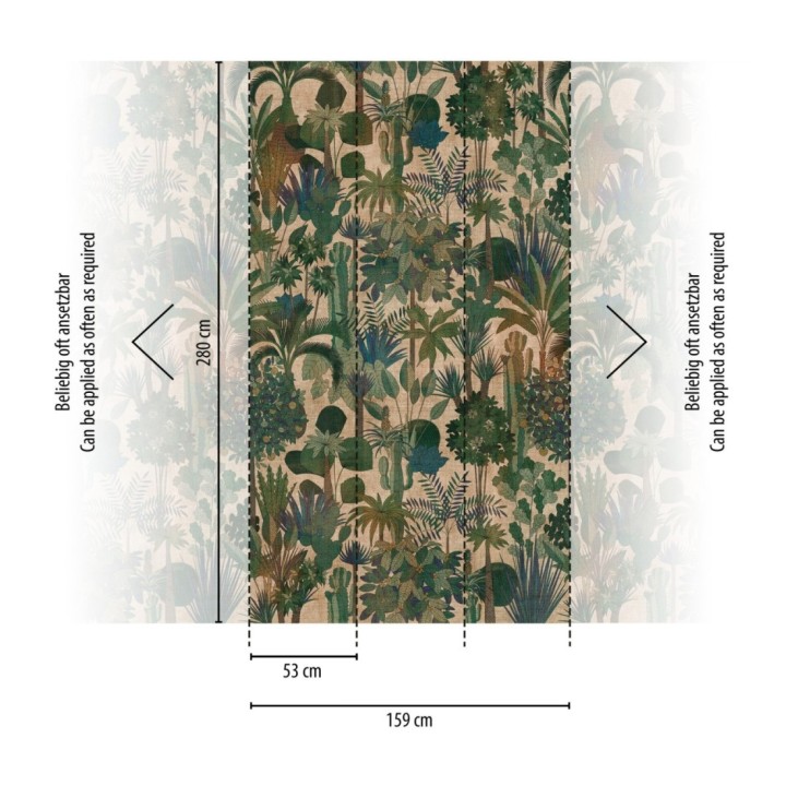 Papel pintado mural de jungla exótica en tonos verdes oscuros - Exotic Wilderness 683231