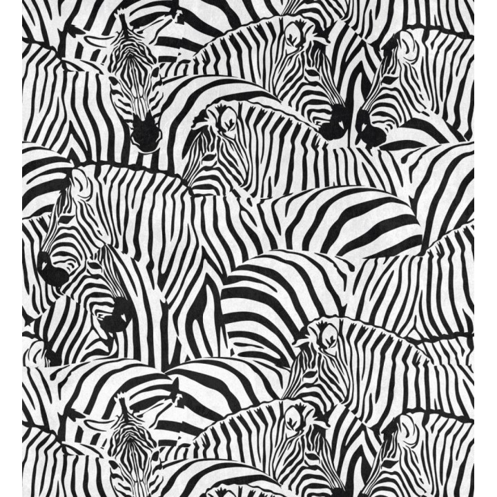 Papel pintado mural con estampado de cebras en negro y blanco - African Oasis 683234