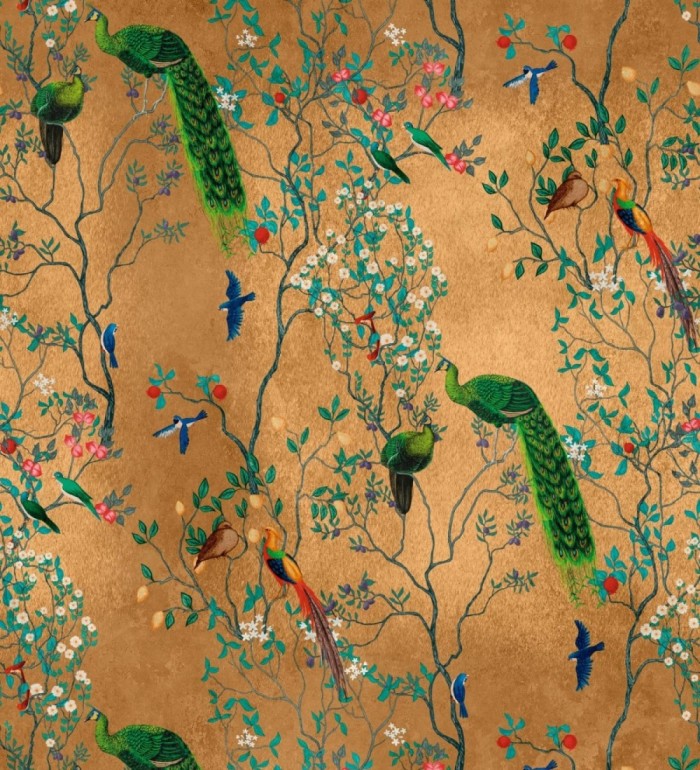 Papel pintado mural de pavos reales y aves exóticas - African Oasis 683236