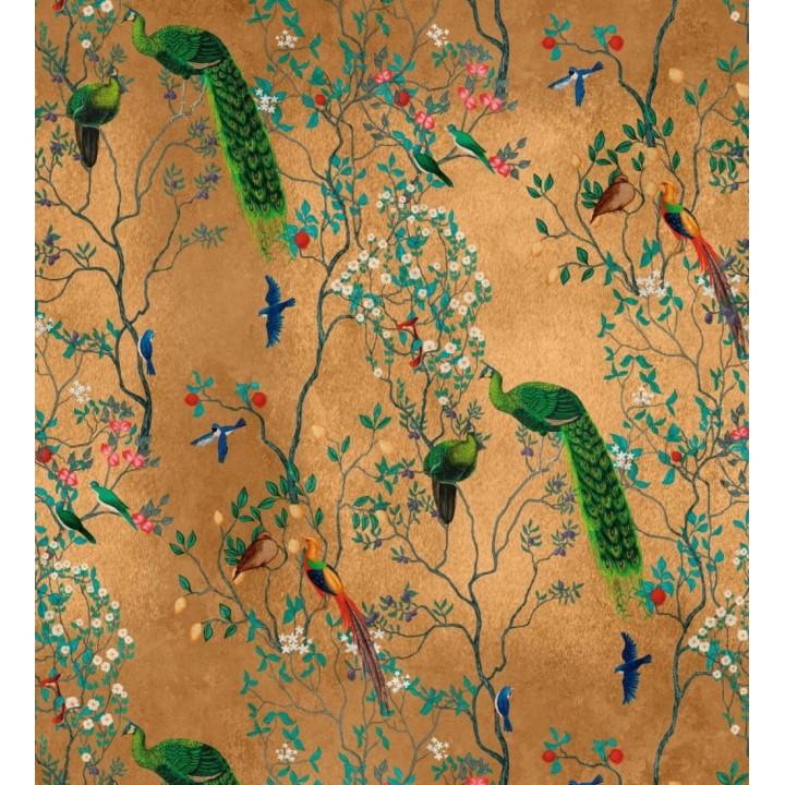 Papel pintado mural de pavos reales y aves exóticas - African Oasis 683236