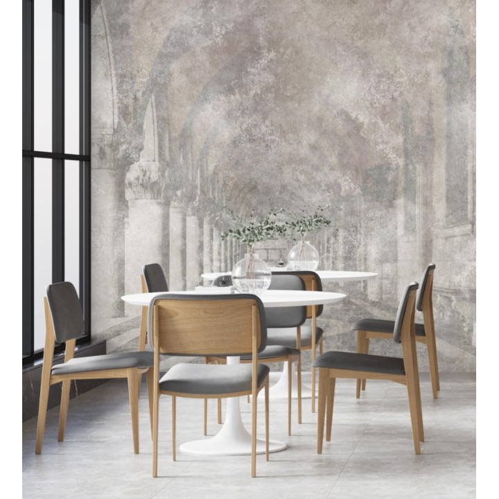 Papel pintado mural arquitectónico con arcos y columnas estilo vintage - Majestic Pathway 683241