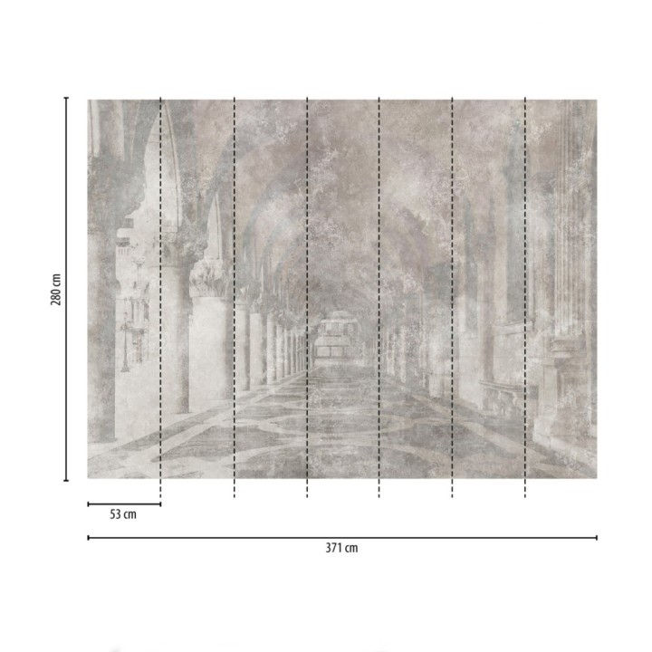 Papel pintado mural arquitectónico con arcos y columnas estilo vintage - Majestic Pathway 683241