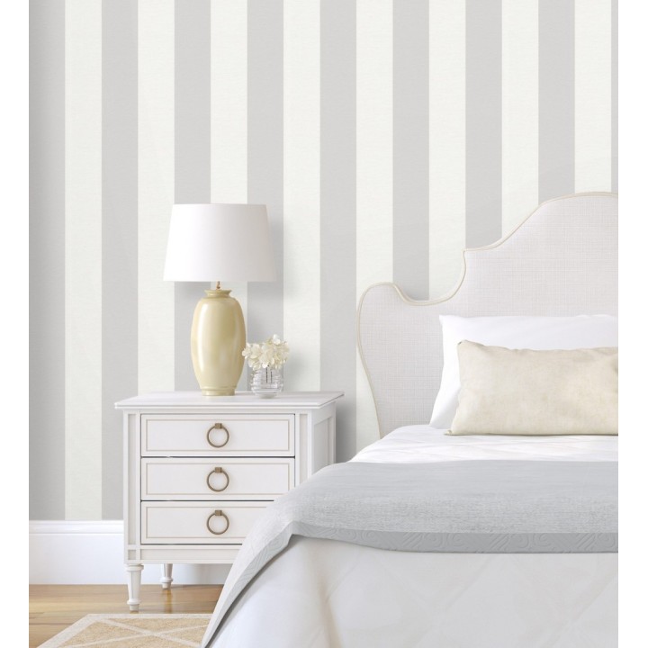 Papel pintado de rayas grises y blancas con textura textil - Bossa Nova Stripes 683245