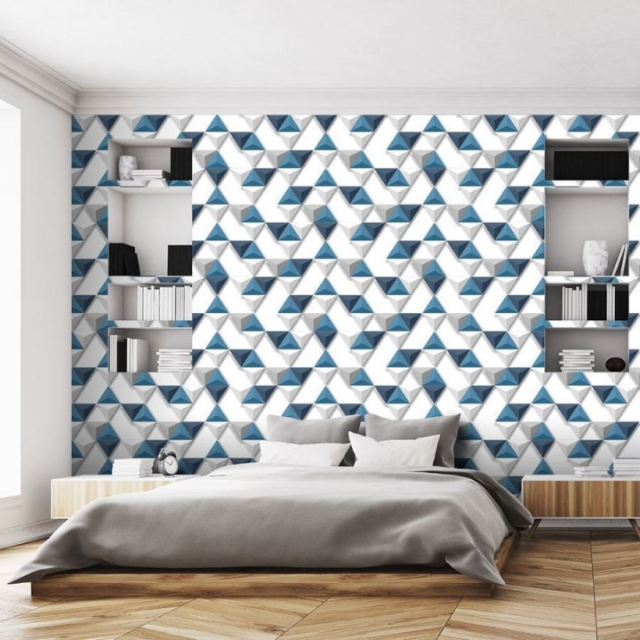 Papel pintado geométrico de triángulos 3D  - Axos Metrix 125749