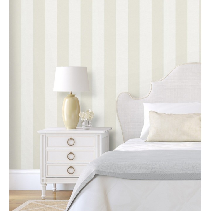 Papel pintado de rayas beige y blanco roto con textura textil - Bossa Nova Stripes 683246