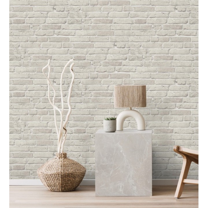 Papel pintado imitación ladrillo beige grisáceo - Newport Brick 683249