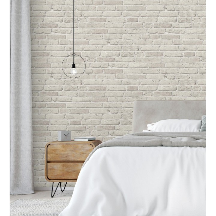 Papel pintado imitación ladrillo beige grisáceo - Newport Brick 683249