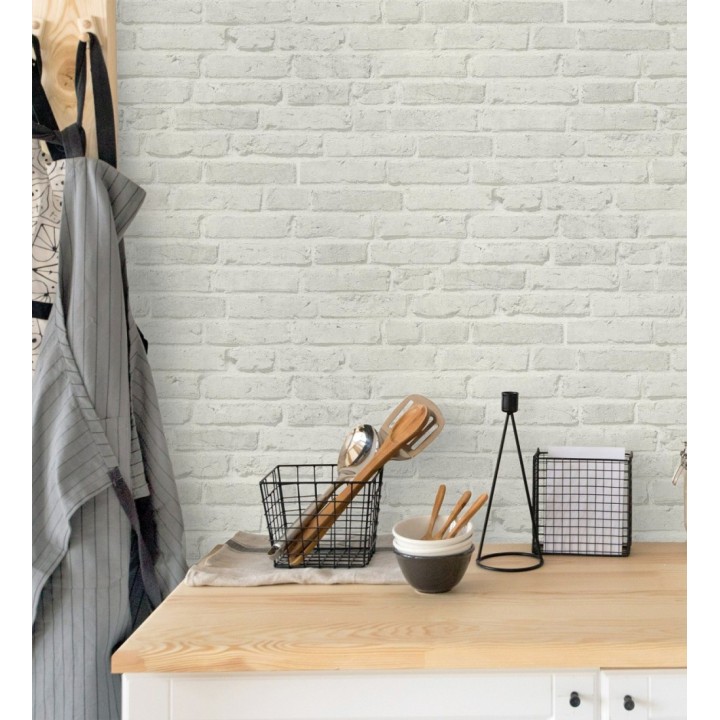 Papel pintado imitación ladrillo gris y blanco - Newport Brick 683250