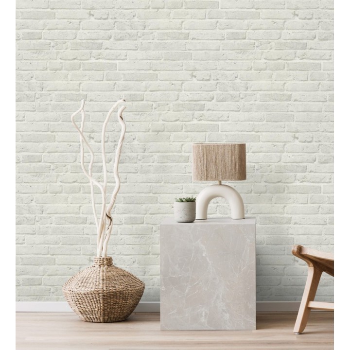 Papel pintado imitación ladrillo gris y blanco - Newport Brick 683250