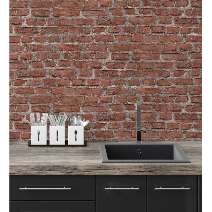 Papel pintado imitación ladrillo envejecido tonos rojos - New Orleans Brick 683251