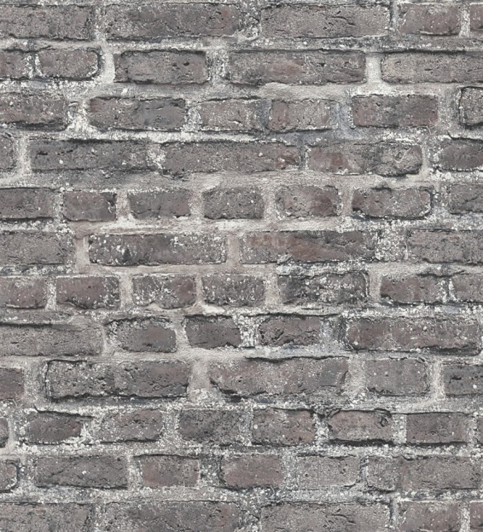 Papel pintado imitación ladrillo envejecido tonos grises oscuros - New Orleans Brick 683252