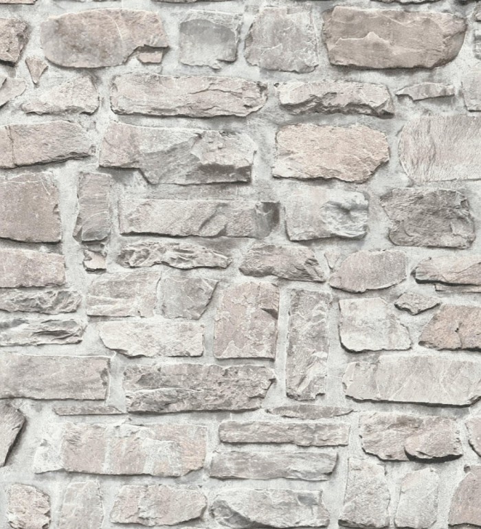 Papel pintado imitación muro de piedra rústica en tonos grises - Palermo Stone 683254