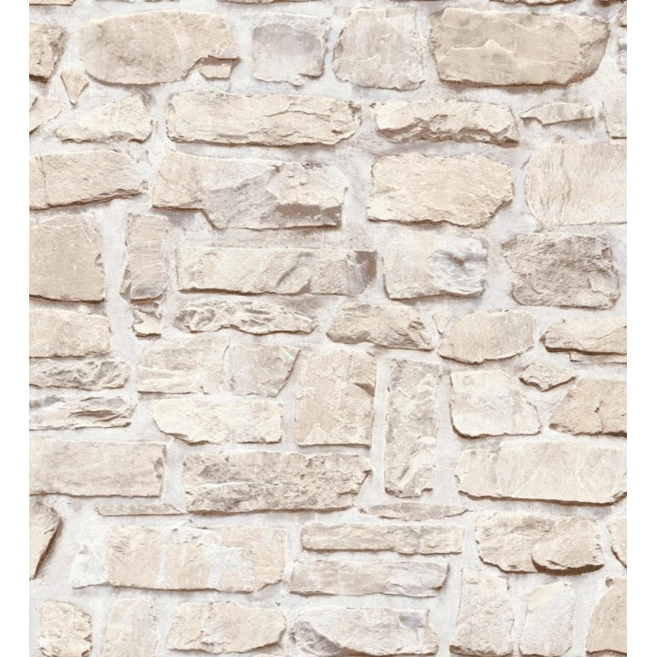 Papel pintado imitación muro de piedra rústica en tonos beige - Palermo Stone 683255