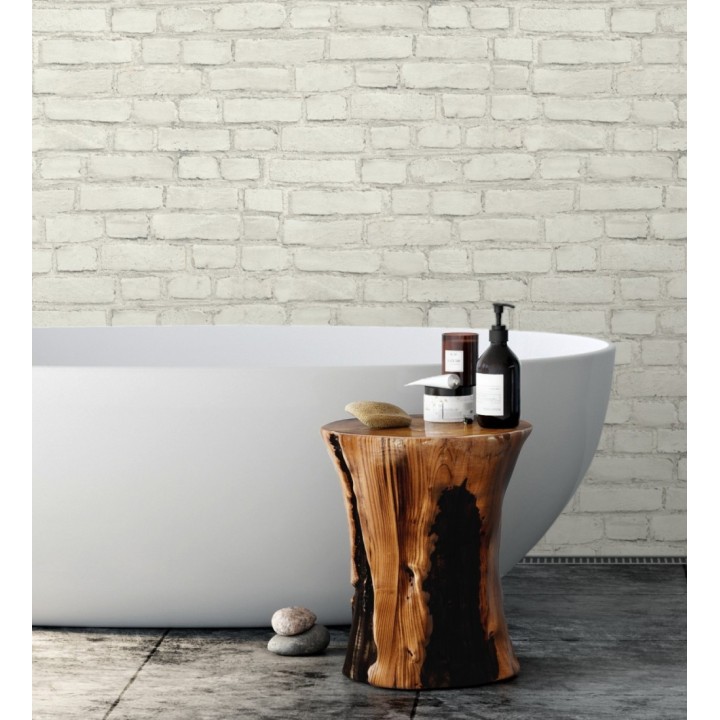 Papel pintado imitación ladrillo blanco roto estilo industrial - Brooklyn Brick 683256