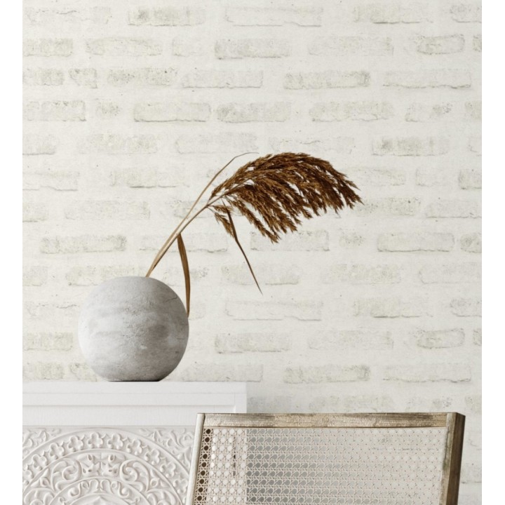 Papel pintado imitación ladrillo desgastado tonos blanco roto - Philadelphia Brick 683258