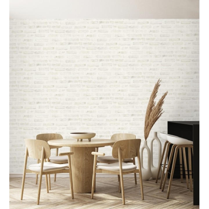 Papel pintado imitación ladrillo desgastado tonos blanco roto - Philadelphia Brick 683258