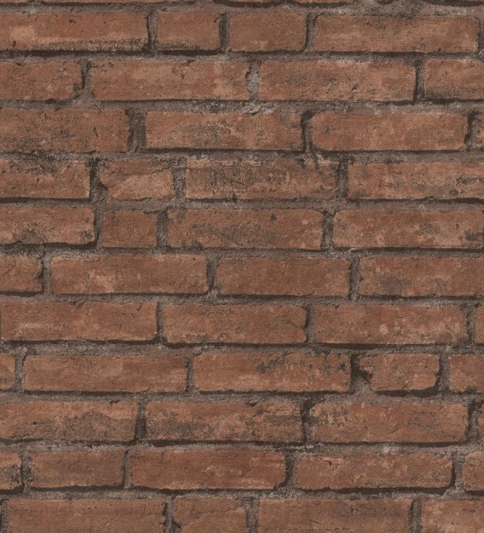 Papel pintado de ladrillos visto con tonos rojizos oscuro - Hanover Brick 683259