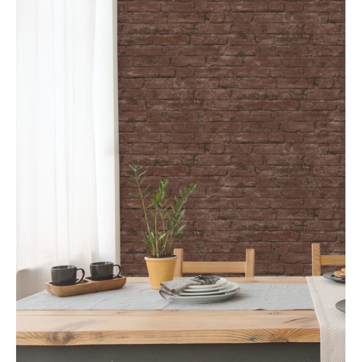 Papel pintado de ladrillos visto con tonos marrones y rojizos - Hanover Brick 683260