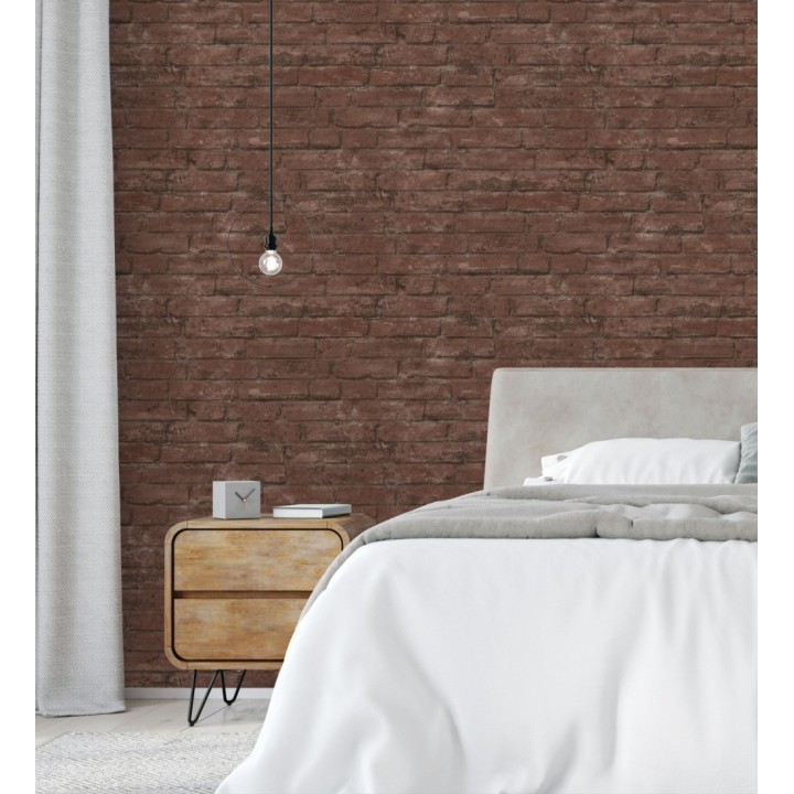 Papel pintado de ladrillos visto con tonos marrones y rojizos - Hanover Brick 683260