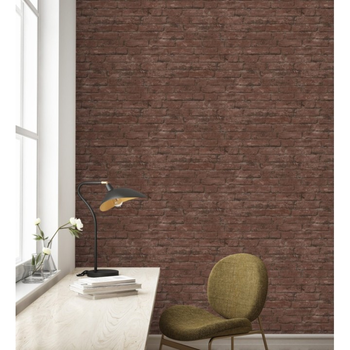 Papel pintado de ladrillos visto con tonos marrones y rojizos - Hanover Brick 683260