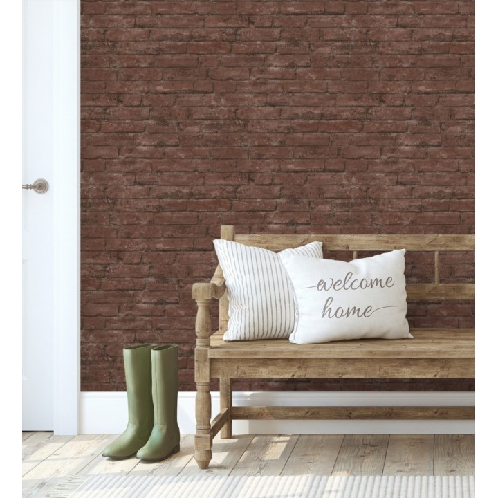 Papel pintado de ladrillos visto con tonos marrones y rojizos - Hanover Brick 683260