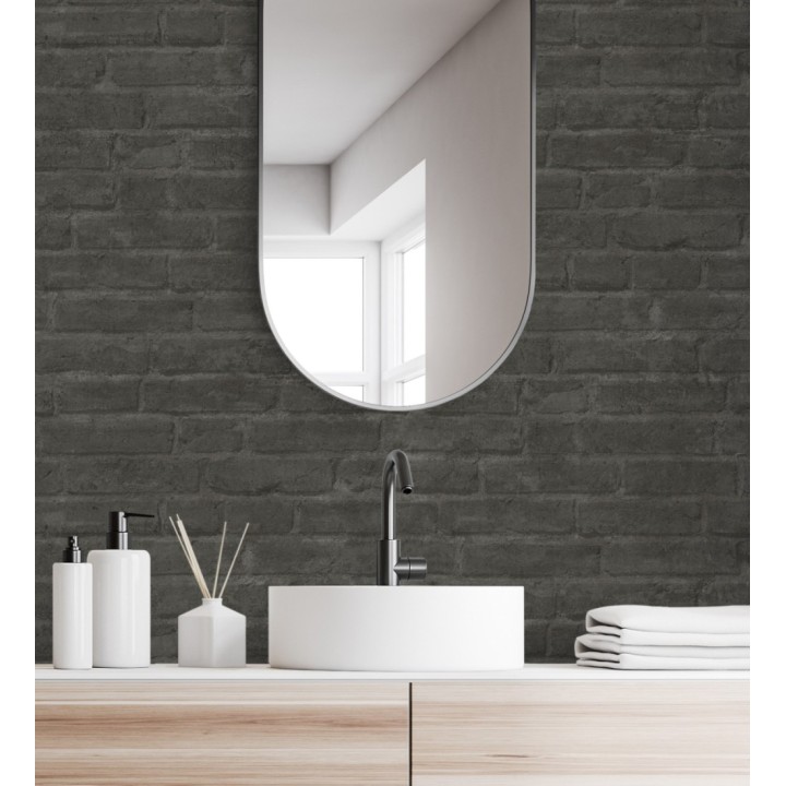 Papel pintado de ladrillos visto con tonos gris y negro - Hanover Brick 683262