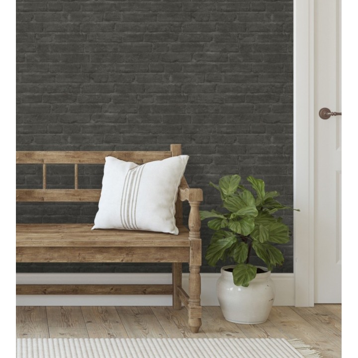Papel pintado de ladrillos visto con tonos gris y negro - Hanover Brick 683262