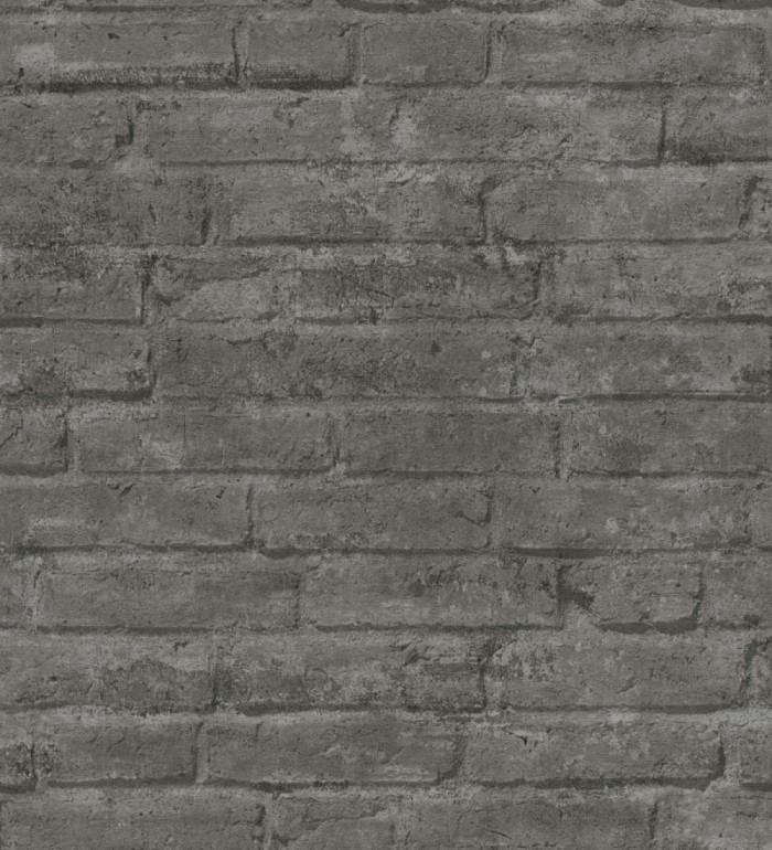 Papel pintado de ladrillos visto con tonos grises oscuros - Hanover Brick 683263
