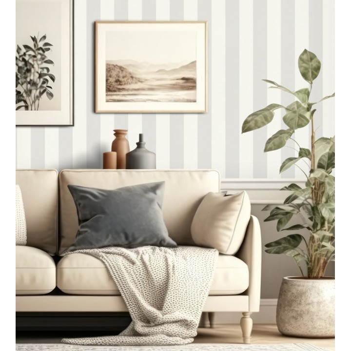 Papel pintado de rayas grises en relieve texturado - Munich Stripes 683264