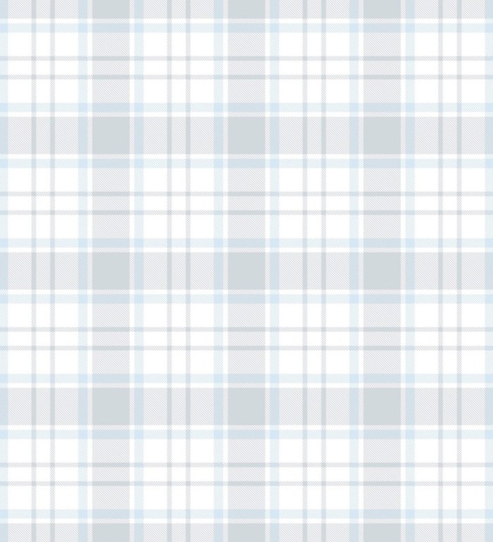 Papel pintado infantil de cuadros escoceses en tonos celestes y grises - Kelso Tartan 683270