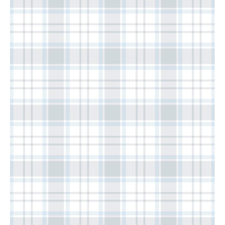 Papel pintado infantil de cuadros escoceses en tonos celestes y grises - Kelso Tartan 683270