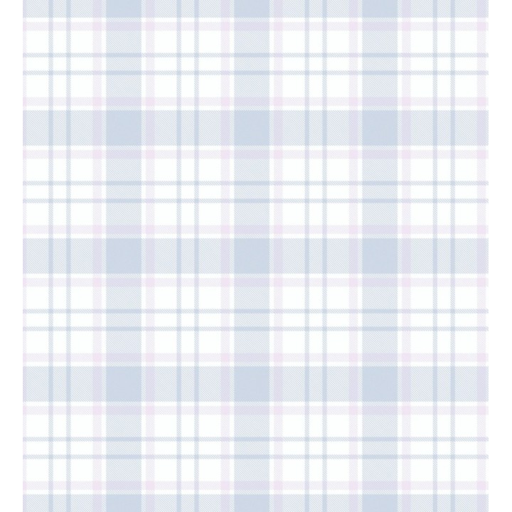Papel pintado infantil de cuadros escoceses en tonos azules y rosa - Kelso Tartan 683271