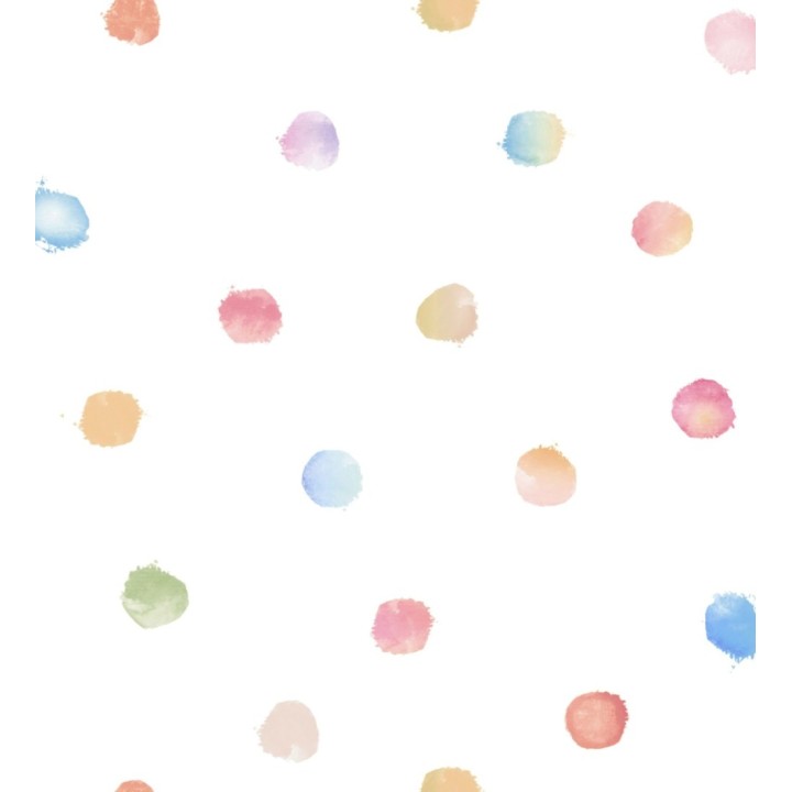 Papel pintado infantil con lunares pintados en acuarela para niños - Happy Dots 683275