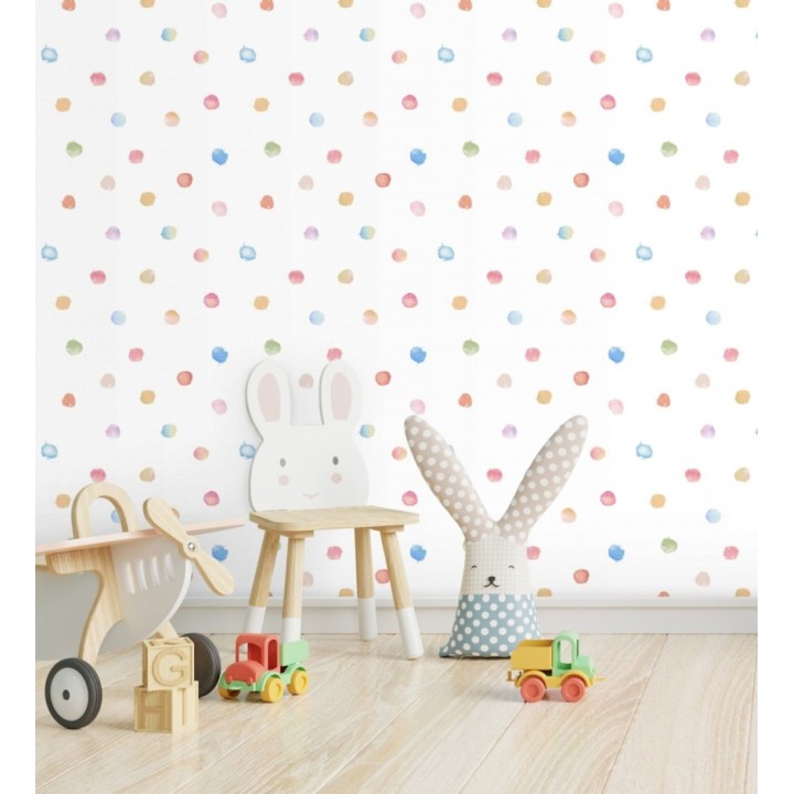 Papel pintado infantil con lunares pintados en acuarela para niños - Happy Dots 683275